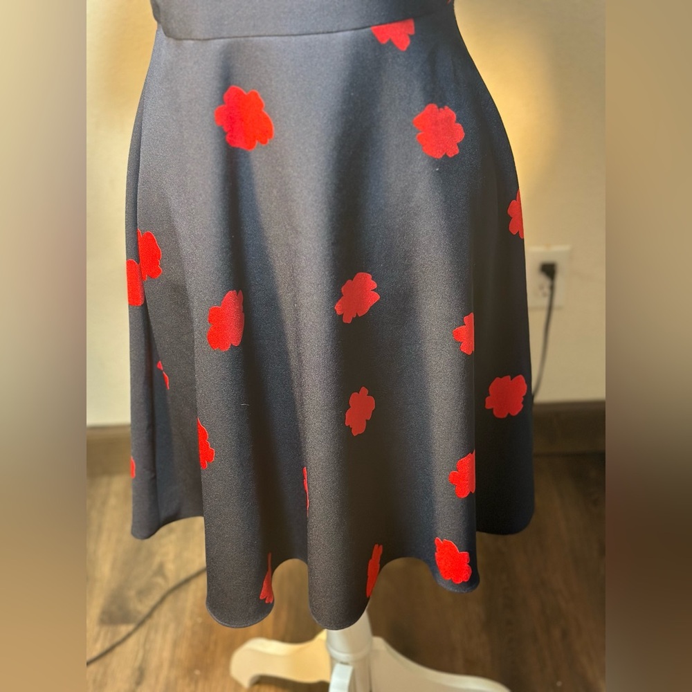 Banana republic navy blue w/ red floral print cute sleeves and flowy Flow size0 - Picture 5 of 16